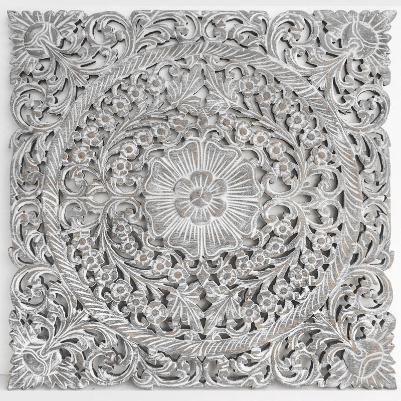 Panneau Mural Floral Vintage Gris - 60 cm - Image 2