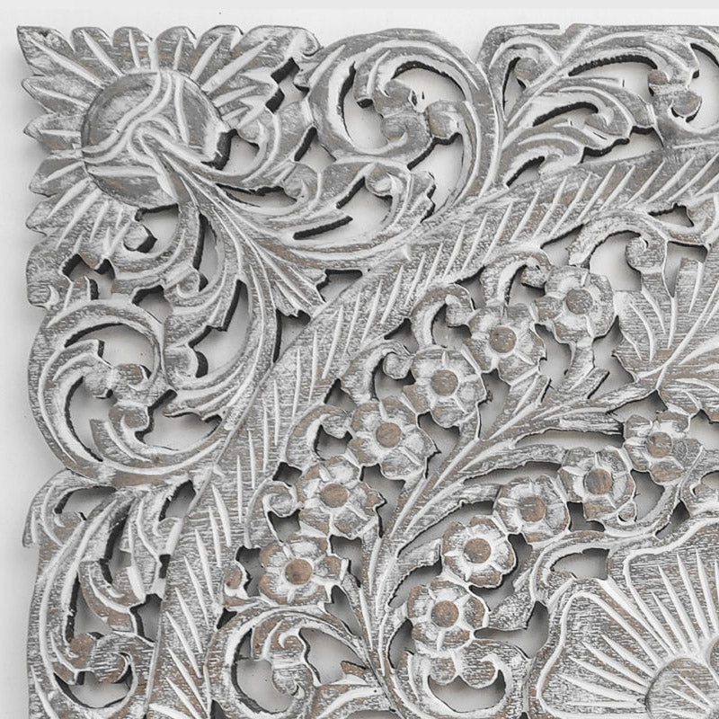 Panneau Mural Floral Vintage Gris - 60 cm - Image 3