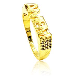 Anel Amém Micro Cravejado em Zircônias Cristal Banhado à Ouro