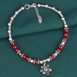 Mai - Chaîne de Cheville Argent et Agate